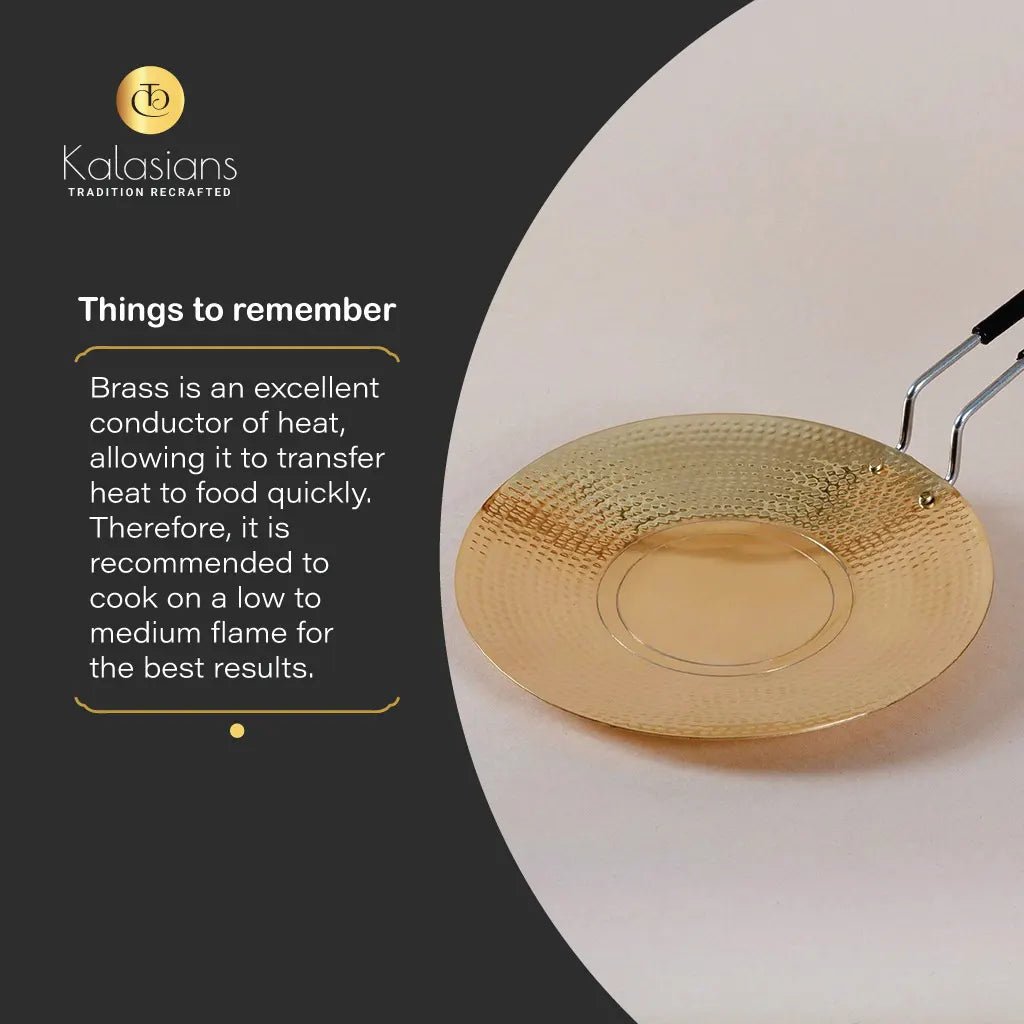 Brass Roti Tawa - 10 inch with PVC Handle & Teflon Free - Kalasians